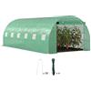 Outsunny Serra in film Outsunny con 12 finestre, porta avvolgibile, pareti laterali avvolgibili, tunnel in film resistente ai raggi UV, serra per pomodori a prova di inverno con ancoraggio a terra, verde
