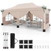 COSTWAY Gazebo da Giardino 3 x 6 m, Tendone per Feste con 6 Pannelli Laterali Rimovibili, con Borsa da Trasporto, Design Pop-up, per Matrimonio Eventi e Barbecue (Beige)