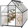 FIVMEN Serra da giardino in alluminio, con base da 6 cm e piastra in policarbonato da 4 mm, per pomodori, da giardino, resistente ai raggi UV, resistente alle intemperie, per il giardino, 340 x 180 x