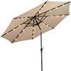RELAX4LIFE Ombrellone da Giardino 3m/2,7m/2,3m con Luci LED per Protezione Solare da Esterno, Parasole per Terrazza, Balcone, Spiaggia (Beige-3M)