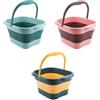 STETHI Vasca da bagno pieghevole per piedi in plastica con rulli massaggianti, vaschetta per piedi con massaggio, con manico, per pediluvio, pattumiera (3 colori)