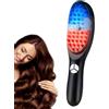 ANQISHI Pettine Elettrico per Massaggio In Pelle Capovolta, Massaggiatore Testa Con Luce Led Rosso E Blu, Spazzola Ricrescita Dei Capelli Ricaricabile, Pettine Vibrante Spruzzo Con 3 Modalità