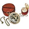 THOR INSTRUMENTS Bella bussola in ottone con meridiana con cassa e catena in pelle marrone | bussola aperta a pressione | campeggio | escursionismo steampunk | accessorio finitura in ottone | orologio solare