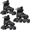CROXER Optima 3in1 Inline Skates Pattini in linea Triskates Pattini a rotelle per bambini e adulti regolabili (Black, 39-42 (24cm-26,5cm))