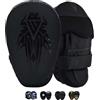 URBANSBEE Colpitori Boxe Muay Thai Kick boxing Arti Marziali Pad Focus Pads per Adulti Pelle GripScudo a Colpi Target Mitt per Karate Taekwondo Kickboxing MMA Sparring (Black/Black)