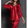 ARTQ Pigiami Due Pezzi da Donna Scollo A V Rosso Pigiama in Raso di Seta da Donna Morbido Cardigan A Maniche Lunghe Set da Notte Pigiama Casual Pigiama Festa della Mamma Regalo per Moglie Fidanzata Mamma