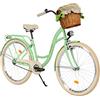 Balticuz OU Milord Comfort - Bicicletta con cestino in vimini, da donna, in stile vintage, 26 pollici, crema menta, 1 marcia