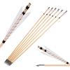 SHARROW Tiro con L'Arco Frecce di Legno Frecce di Caccia Tradizionali Albero della Freccia del Legno con 5 Piume Naturali Metallo Punta di Freccia (Bianco, 6pcs)