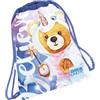 Tinta Unita Sakky Sacca Bag Corda - Poliestere 40×32 cm - Leggera e Versatile per Scuola e Sport Unicorni e Orsetto (Rosa e Nero Orsetto)