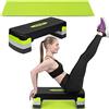 Neo-Sport Neosport - Stepper Step-Bench con tappetino antiscivolo, altezza regolabile con 3 livelli, attrezzo per l'allenamento per ufficio e casa, 28 x 68 x 20 cm, verde, nero, grigio