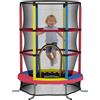 HOMCOM Trampolino per Bambini 3-6 Anni con Rete di Sicurezza, Tappeto Elastico Senza Molle con Gambe a L, per Interno ed Esterno, Ø160x190 cm, Multicolore