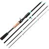 Hosrivae Canna da pesca telescopica per Lure Casting - 2,1 m (83 in) in fibra di vetro asta a mano, 5-6 sezioni canna da viaggio compatta, leggera 97-136 g, ideale per Freshw(1.8)
