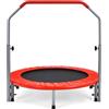 COSTWAY Trampolino per Bambini e Adulti, Tappeto Elastico Pieghevole e Regolabile in 4 Altezze con Maniglia, Capacità di Carico 150 kg (Rosso)