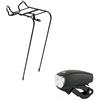MADICKS Fanalino Luce Anteriore per Bicicletta + Portapacchi Portacesto Anteriore 28" per City Bike e Olanda - Supporto Robusto per Cesto e Illuminazione Frontale per Bici da Passeggio