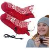 Imtrub Calze riscaldate elettriche, alimentate tramite USB, motivo fiocco di neve, riscaldati da sci, riscaldatori portatili, per uomini e donne, per campeggio, passeggiate, ciclismo, moto