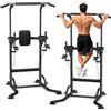 Dskeuzeew Power Tower Dip Station, Fitness Strength Station con barra per trazioni, Power Tower multifunzione per allenamento della forza in palestra domestica, caricabile 330LBS, Nero