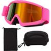 TTOCAR Occhiali da Sci per Bambini Lenti con Rivestimento HD Protezione UV Resistenza Agli Urti Occhiali da Neve Regolabili Occhiali per lo Sci(Rosa)