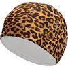 ARIESLEI125 Cuffia da nuoto divertente con stampa leopardata per adulti cuffia da nuoto per uomo donna capelli lunghi e corti