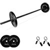 MSPORTS Bilanciere con chiusura a molla + 20, 30, 40 o 60 kg in ghisa - Dischi bilanciere (bilanciere + 40 kg)