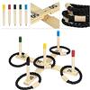 UISEBRT Gioco di lancio in legno di pino - Gioco da lancio per bambini e adulti con 5 bastoncini da gioco + 5 anelli in nylon per giardino, parco, casa