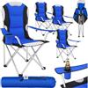 tectake® Sedia da Campeggio Pieghevole, Comoda Imbottitura, Sedia Relax con Tessuto a Rete per Ventilazione, Bracciolo con Porta Bevande Incorporato, Pratica Borsa Inclusa - Blu
