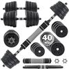 C.P. Sports C.P.Sports 2in1 Set manubri e bilancieri 40kg | 4X 1,25kg - 6X 2,5kg - 6X 3,0kg Pesi - 2X Manubri | Piastre di Peso in plastica per Allenamento con i Pesi, Fitness, Palestra Domestica