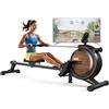 ORISYN Vogatore domestico con resistenza magnetica, vogatore con computer Bluetooth, supporto per tablet regolabile, peso 170 kg (nero con legno)