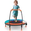 COSTWAY Trampolino per Bambini con Luci, Tappeto Elastico Pieghevole da Interno ed Esterno con Maniglia in Schiuma, Copertura Imbottita e Borsa, Trampolino per Bambini 3+ Anni (Blu)