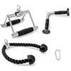 KOMFOTTEU 3 Accessori per Macchina a Cavi, Triangolo Pulley per Palestra, Impugnature Palestra Set Multifunzione con Corda per Tricipiti, Maniglia a V, Allenamento in Gym