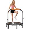 HOMCOM 102 cm trampolino fitness, mini trampolino pieghevole con quattro maniglie regolabili in altezza, rebounder fitness per adulti, fino a 100 kg, nero