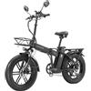 KIMDYMA A20/B20 Bici Elettrica Pieghevole 250W | 20 × 4.0 Fat Tire E-Bike Adulto | Doppia Batteria: 48V 18AH o 48V 15AH | Fino a 100KM di Autonomia | Sospensione anteriore | 7 Velocità (grey)
