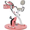 HOMCOM Cyclette Pieghevole 2 in 1, Resistenza Magnetica Regolabile 8 Livelli, Cyclette da Casa Silenziosa con Sensore Cardiaco, Sedile Regolabile, Bande Elastici, Schermo LCD, Ruote, Arancione