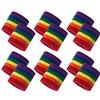 GOGO 12 Pezzi Polsini Spugna Arcobaleno Fasce Elastiche in Cotone per Lo Sport