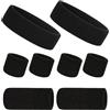 ZUYIST 8 Pezzi Polsini Palestra Fascia Capelli Set，Cotone 6 x Polsino Sport e 2x Fascia Sudore Testa, Polsini Padel Fascia Capelli Elastica non Scivolosa per Donne Uomini Corsa Calcio Yoga Fitness