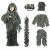 BDXZJ Foglia Camouflage Vestito Di Caccia, Ghillie Suit Woodland 3D, Tuta Mimetica Da Caccia per Bambini, Poncho Birdwatching, 4 Pezzi + Borsa A,130