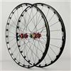 LHHL Set Ruote Bici 26/27.5/29 MTB Cerchi In Lega CNC A Doppia Parete Mozzo In Carbonio Freno A Disco 24H QR Cuscinetto Sigillato NBK Per Cassette A 7-11 Velocità (Color : Red hub, Size : 29)