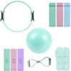 Generico Pilates Ring Set, 14 Magic Circle, Long & Loop Resistance Bands, Soft Pilates Ball, Grip Socks,Puller, Home Workout Equipment for Women & Beginners to Tone, Flexibility & Core Strength (pink)