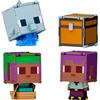 Mattel Minecraft - Flippin' Figs Delfino + Baule ed Efe + Efe in barca, set da 2 personaggi alti 9,5 cm e con teste grandi, ispirati al videogioco, giocattolo per bambini, 6+ anni, JCY31