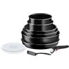Tefal Ingenio - Set di pentole da cucina, 10 pezzi, padelle, wok, coperchi, maniglia, non induzione, rivestimento antiaderente, impilabile, lavabile in lavastoviglie, made in Francia, Easy On L1599802