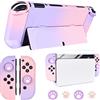 DLseego Custodia protettiva compatibile con controller OLED Joy-Con Nintendo Switch Nuovo modello 2021 con pellicola protettiva in vetro e 4 simpatici tappi per pollice, cover antigraffio per presa