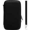 Dpofirs Caso EVA Duro per il Nuovo 2DS XL & 3DS | 6.8x3.9x1.6in a Prova di Acqua PU, 8 Slot di Gioco e Tasca a Maglie con Cinturino da Polso (BLACK)