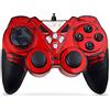 Gamepad Wired Controller Joystick Gamepad Support Vibration USB Game Handle with Turbo Auto Function Keys for Computer/TV / PS3 / Set-Top Box (Color : Red)