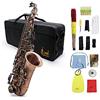Btuty Eb E-flat Sassofono Contralto Sax Abalone Shell Chiave Carve Pattern con Caso Guanti Panno di Pulizia Cinghie Spazzola (Marrone rossastro)