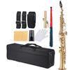 YIWENG Ottone dritto Sax soprano Sassofono Sib B Strumento a fiato piatto Conchiglia naturale Modello intagliato con custodia Guanti Panno per la pulizia Cinghie Asta per la pulizia