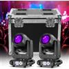 Osusuent 2PCS Testa Mobile Beam 200W con 1 Flight Case, RGBW LED Luci da Festa Focus Elettronico 14 Modelli 10 Colori dmx512 Effetti di illuminazione professionale 18 Prismi Per Festa DJ Discoteca Halloween