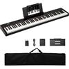 COSTWAY Tastiera Pianoforte 88 Tasti Dinamici Pieghevole (Nero) | Tastiera Elettrica con 380 Timbri, 128 Ritmi e 88 Demo, Tastiera Elettrica per Principianti Bambini