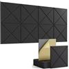 Kepuarm 12 Pannelli Acustici Autoadesivi, Assorbitori Acustici, Isolamento Acustico Da Parete per Porte, Soffitti, Pannelli Acustici per La Decorazione di Gioco, Uffici, Studi, Pannelli (Nero)
