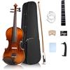 YoungMonic Violino acustico a 4 corde realizzato a mano in misure 1/8 1/4 1/2 4/4 realizzati con legno di abete rosso acero con raccordi in ebano e sono ideali per kit di violino adatti per
