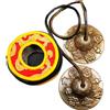 Gandhanra Set di Campane Tibetana Tingsha Tibetano - Cimbali Piatti Piattini da dita Tibetani - Fatti a Mano in Nepal - Ottone, Astamangal, 6,5 cm