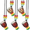 Wanjorlay 5 Pezzi Serry Strumento Collane Djembe Mini Ciondolo Africano Collana in Legno Tamburi e Percussioni